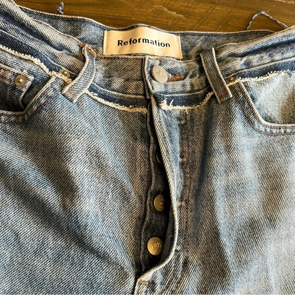 Reformation High Waisted Skinny Patch Distressed Jeans - Picture 5 of 12